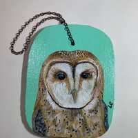Barn Owl Ornament - Hand-Painted Acrylic Portrait