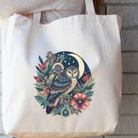 Owl Night Tote, William Morris Style Bag, Gothic Tote, Bat Tote, Crow Gothic Bag,Dark Aesthetic Bag 