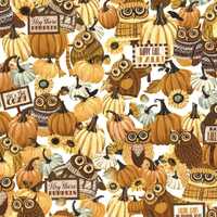 Happy Fallidays Owl Fabric by Pam Vale: Autumn Cotton Quilting One Yard Cut