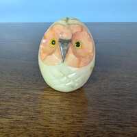 vintage alabaster stone carved owl figurine or paperweight
