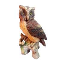 Lefton Great Horned Owl on Branch Japan Bisque Figurine KW12 Porcelain Vintage