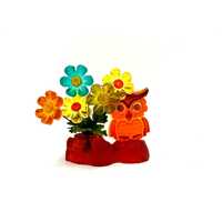 Vintage 70s Lucite Orange Owl with Daisy Flowers Sculpture / Retro Mid Century Acrylic Unique Fun Ki