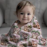 Adorable Boho Nursery Blanket, Baby Deer Owl Girly Gift, Cute Baby Shower Blanket, Nursery Stand Out