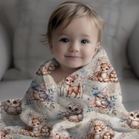 Deer Owl Nursery Decor, Baby Girl Boho Woodland Theme, Soft Cozy Throw, Kids Room Blankie, Baby Show