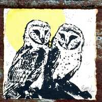 Golden Moon Barn Owl 8x8 - Original Painting & Print