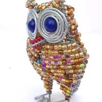 Owl Mini beaded Art - South African fair trade figurine.