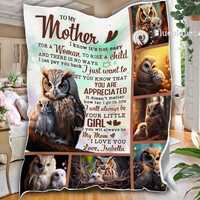 Personalized To My Mom Blanket, Owl Mom Blanket, Custom Mother's Day Gift, Mom's Birthday Gi