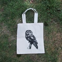 Owl Tote Bag - Northern Spotted Owl - Natural Color Canvas Tote, off white beige sturdy - forest, tr