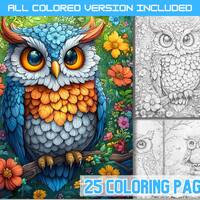 Whimsical Owl Coloring Book: Multicolored Floral Art (PDF Download)
