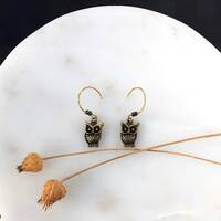 Owl Charm Earrings: Antique Bronze Bird Dangles, Hypoallergenic