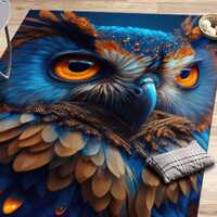 Owl Rugs, Blue Trendy Rug, Owl Lover Gift Rug, Animal Rugs, Wall Hanging Rug, Office Rug, Personaliz