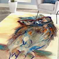 Wise Owl Rug, Modern Rug, Owl Rugs, Animal Rugs, Gift For Him, Chenille Rug, Classic Rug, Gift For H