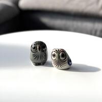 Set of 2 Small Vintage Mexican Tonola owl ornaments, Tonola Owl Decorations,Owl Figurines, Owl home 