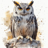 Watercolor Sitting Owl Clipart: 12 PNG Images (Digital Download)