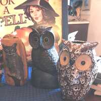 Vintage Speckled Ceramic Owl Figurine