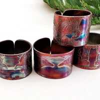 Etched Copper Owl, Magpie, Raven, or Rook Ring, various adjustable sizes