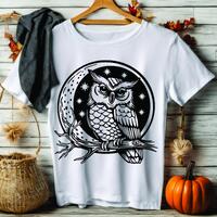 Celestial Owl T-Shirt Boho Witch Witchy Vibes Halloween Stars Moon Familiar Boho Vibes Bohemian