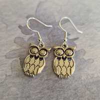 Owl earrings, autumn earrings, Halloween costumes, silver Fall earrings, bird gift, spooky charms, p
