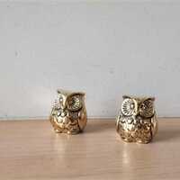 Tiny brass owl sculpture, greek folk art sculpture of owl, solid brass, sitting owl figurine