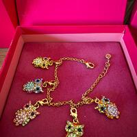 Rare Vintage Butler and Wilson Signed Removable Owl Charm Bracelet, Butler & Wilson, Swarovski E