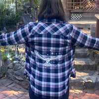 Upcycled Flannel with Vinyl Cut Owl - M
