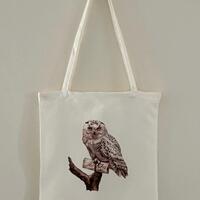 Long handle polyester tote bag with a cute Owl design.