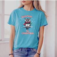 Christmas Owl T-shirt, Owl be home for Christmas, Holiday Owl Tee, Festive Bird Shirt, Winter Animal