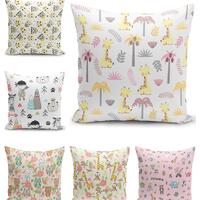 Safari Giraffe Cushion Cover, Cute Animal Owl Bear Bunny Pillow Case for Kids and Baby Nursery Room