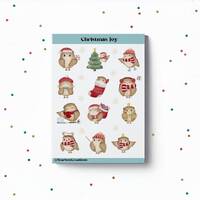 Christmas Owl Sticker Sheet, bullet Journal Stickers, Planner Stickers, Scrapbook Stickers, Christma