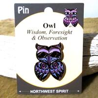 Coast Salish First Nations 'Owl' Enamel Pin Brooch Pacific North West Native Indigenous Art