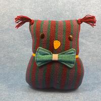 Plush Owl Stuffed Animal - Sewn from Handwoven Cotton Fabric - Purple and Blue