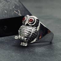 Cute Owl Ring,925k Sterling Silver Personalized Ring,Sterling Silver Handmade Ring