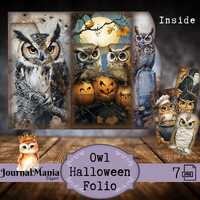 Owl Halloween Folio Kit Spooky Halloween Trifold Folio Kit Junkjournal Gift Owl DIY Folio Folding Fo