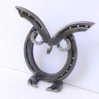 Handcrafted Horseshoe Owl Lovers Welded Metal Art, Upcycled Garden Sculpture