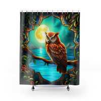 owl shower curtain cute/spooky Halloween decor lodge bathroom owl print decor fall decor funny showe