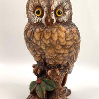 Vintage Wax Candle Owl Figurine 8" Mid Century Home Novelty Decor