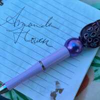 Purple Owl Ballpoint Beaded Pen