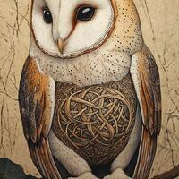 Celtic Pagan Barn Owl Cross Stitch Pattern. Digital PDF Download. 60,000 stitches