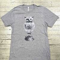 Owl Statue, Owl, Gray T Shirt, Nature, Hand Drawn T Shirt, Illustrated T Shirt, T Shirt Men,  T Shir