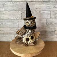 Vintage Style Halloween - Ceramic Owl, Halloween Ceramic Owl, Halloween Owl, Halloween Decor, Hallow