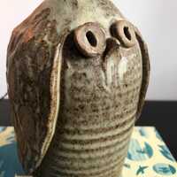 Nantwich pottery stoneware owl money bank.