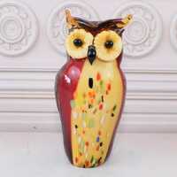 Colorful Murano Owl Statue - Murano Style Sculpture - Amazing Figurine from Venetian - Gift Idea for