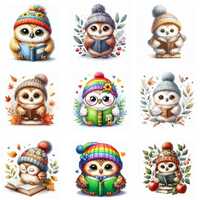 Cute Owl Clipart Bundle | Owl Family Silhouettes | Adorable Owl Illustrations for Crafts, Stickers, 