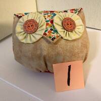Oscar Owl, soft squishy fiber fill, autumn colors in 100% cotton fabric. made in my smoke free , pe