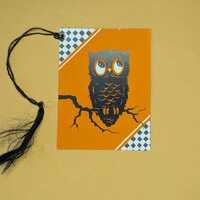 Vintage Halloween Big Eye Hoot Owl Bridge Tally