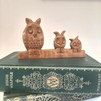 Carved Wooden Owl Ornament... Handmade Vintage... Naive Folk Art