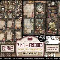 7 in 1, Junk Journal, BUNDLE, Dark Academia, Book Of Curiosities, Printable, Paper, Card, Stickers, 