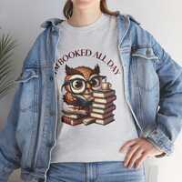 Funny Owl Overwhelmed Unisex Tee, Book Lover Gift, Reading Shirt, Cute Owl Graphic Tee, Gift for Rea