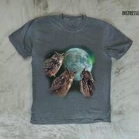Three Owl Moon Shirt, Vintage Retro Comfort Colors Graphic Tshirt, Owl Lovers Graphic T Shirt 90'