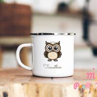 Owl Mug Personalized Custom Name Mug Owl Gift Enamel Owl Mug Owl Coffee Mug Owl Coffee Cup Owl Tea C